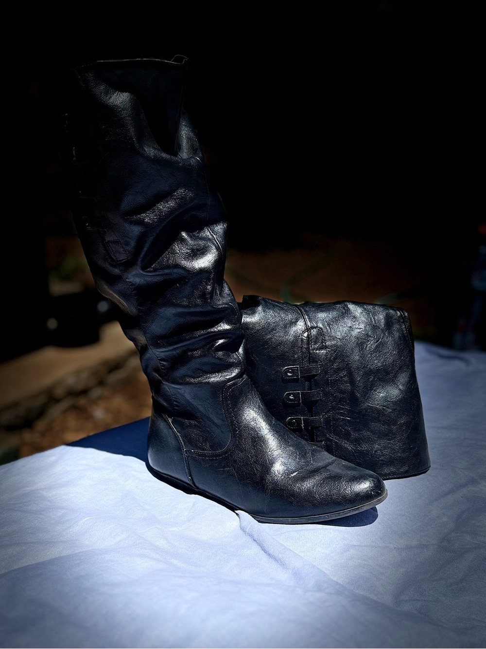 Elegant Black almost Over-the-Knee Women's Boots
